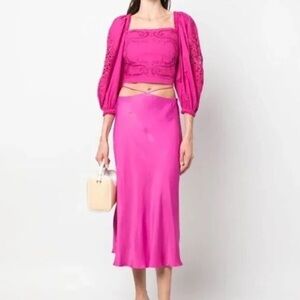 Farm Rio Lenzig Midi Skirt with beaded tie tassels
